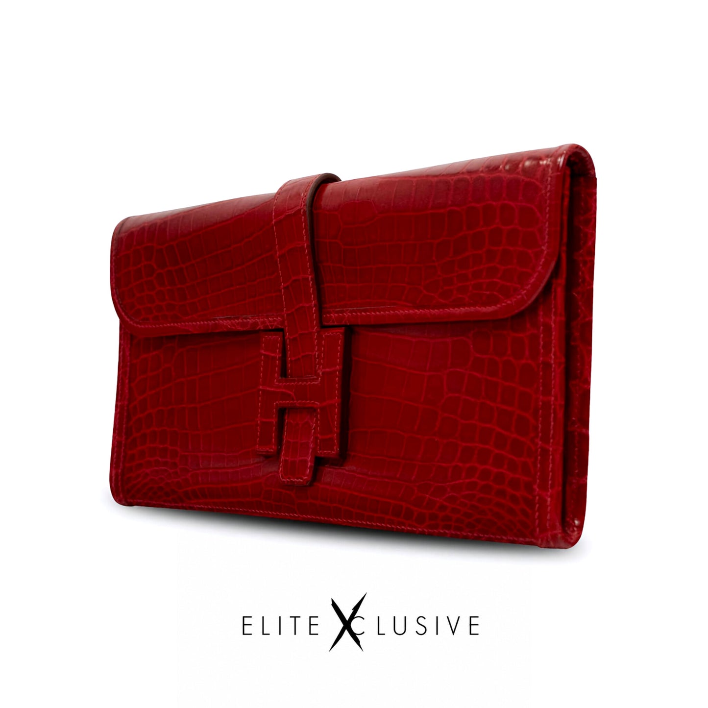 HERMES JIGE ELAN 29 CLUTCH ROUGE NILOTICUS CROCODILE