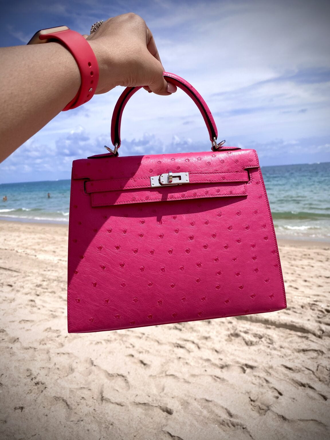 KELLY 28 OSTRICH - ROSE POURPRE