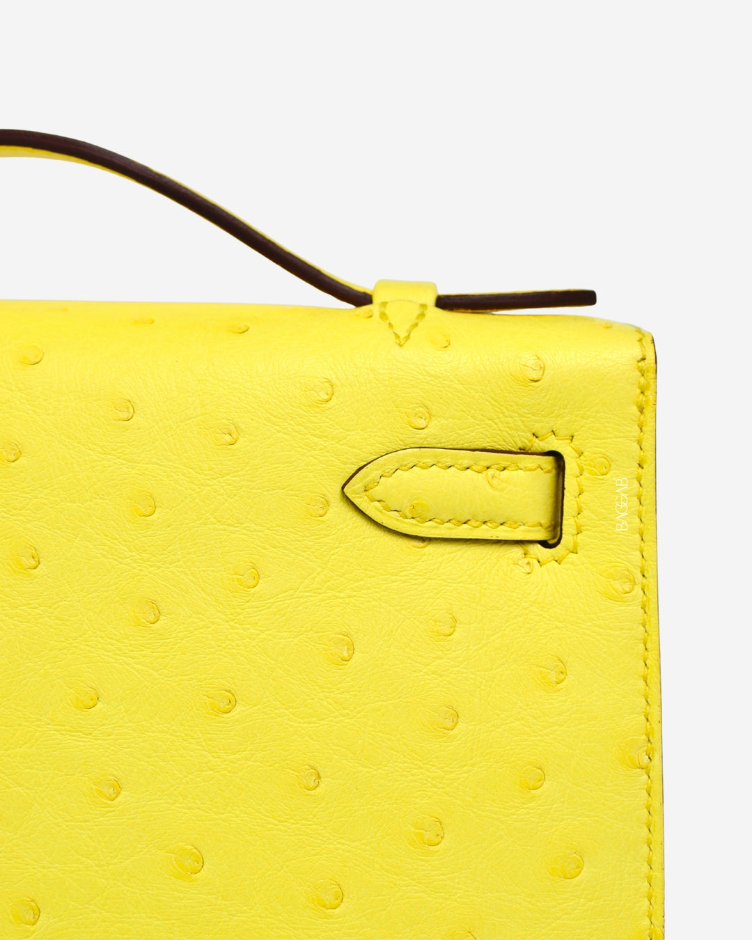 A RARE COLOR - JAUNE CITRON KELLY POCHETTE OSTRICH