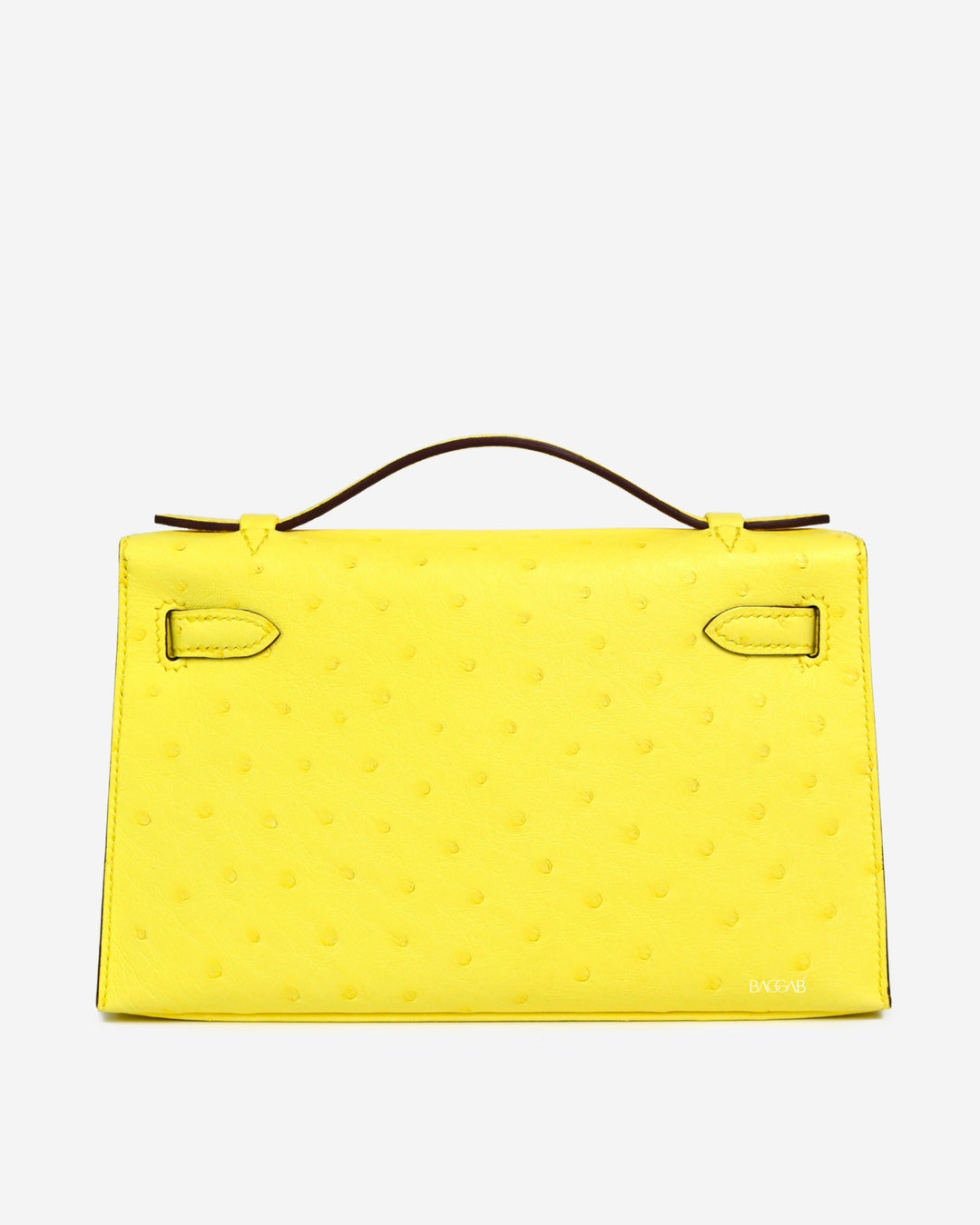 A RARE COLOR - JAUNE CITRON KELLY POCHETTE OSTRICH
