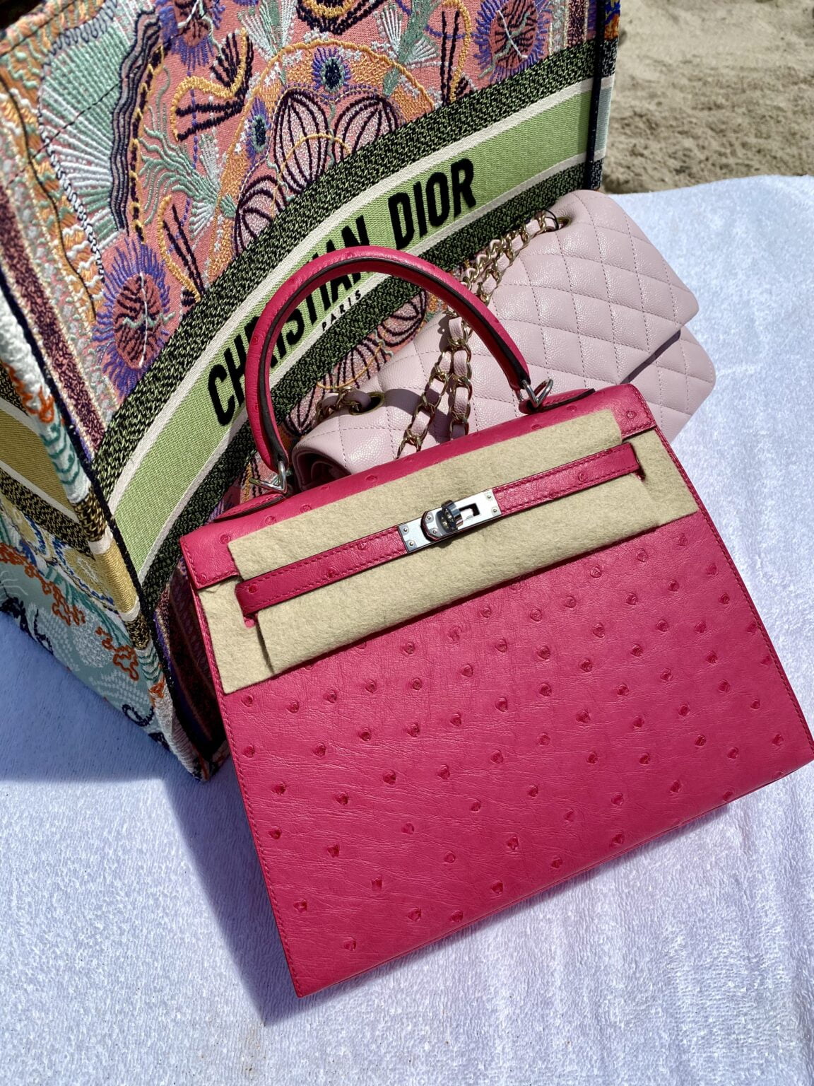 KELLY 28 OSTRICH - ROSE POURPRE