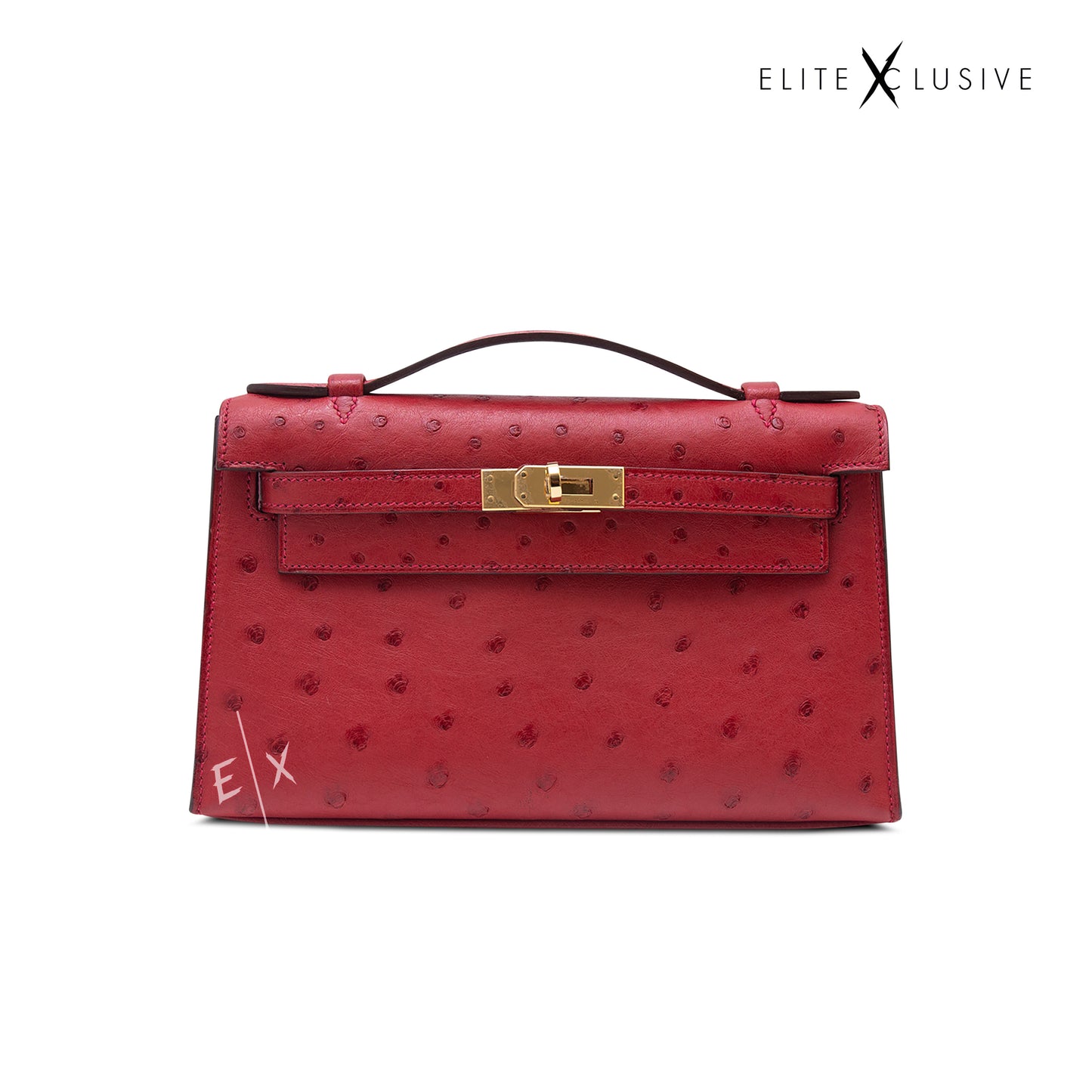 OSTICH KELLY POCHETTE - ROUGE VIF