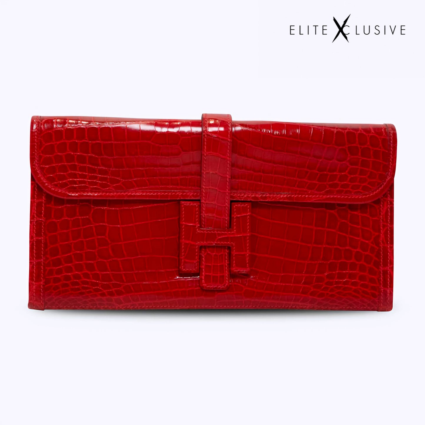 HERMES JIGE ELAN 29 CLUTCH ROUGE NILOTICUS CROCODILE