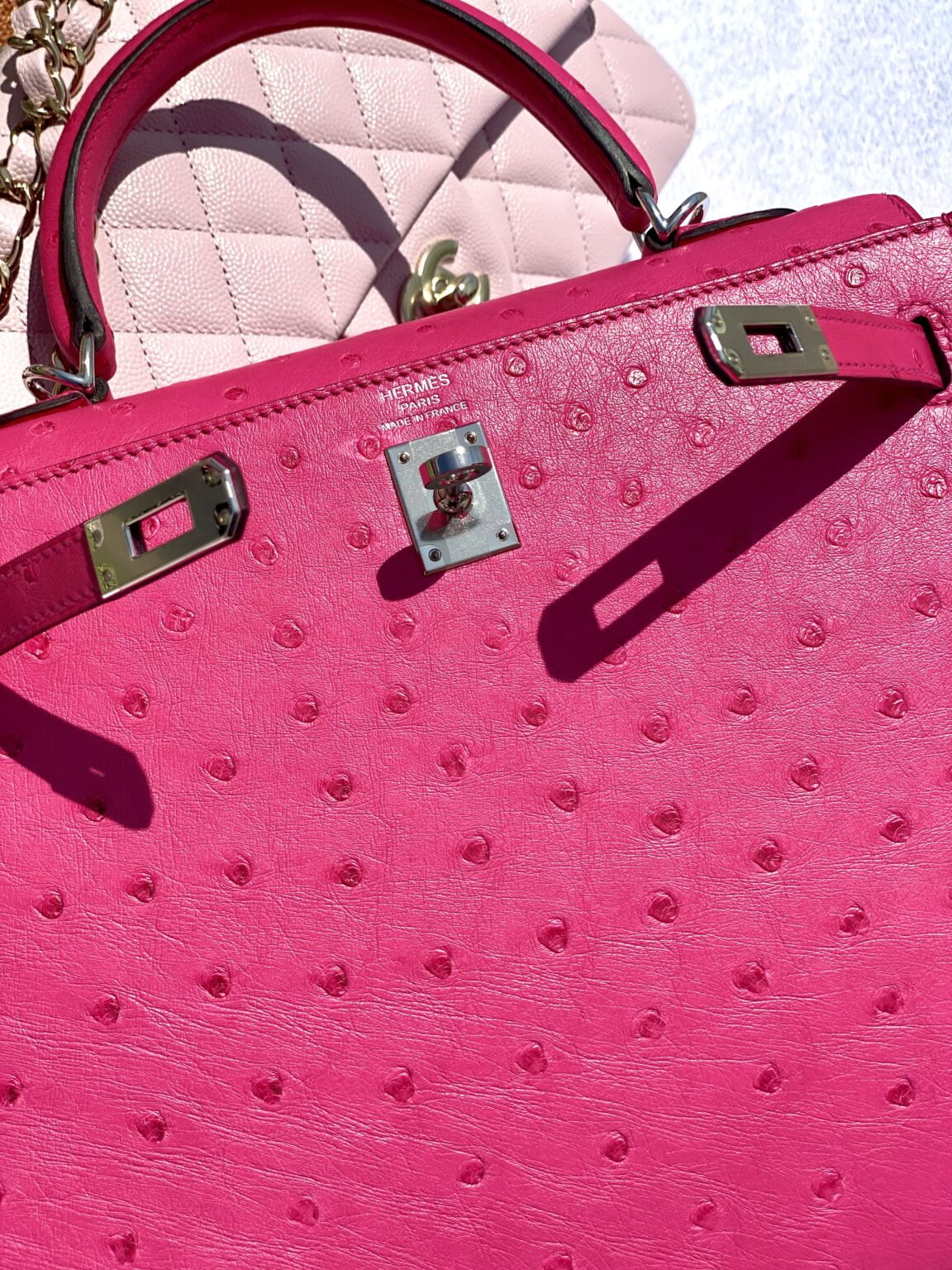 KELLY 28 OSTRICH - ROSE POURPRE