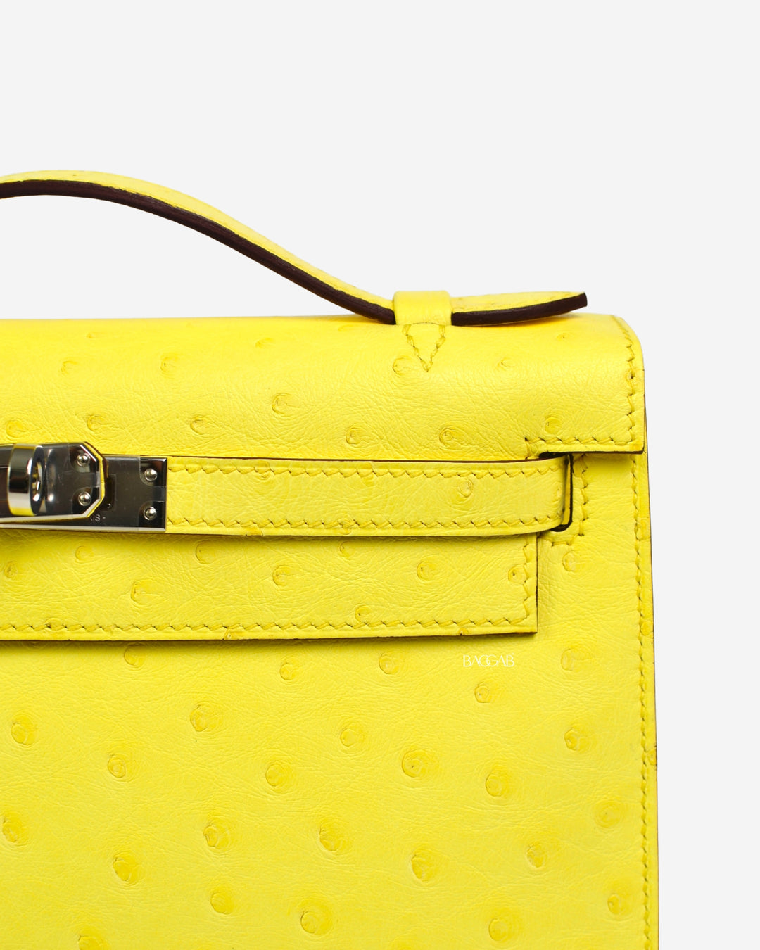 A RARE COLOR - JAUNE CITRON KELLY POCHETTE OSTRICH