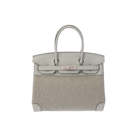 BIRKIN 30 ECRU/GRIS CANVAS / TOILE H